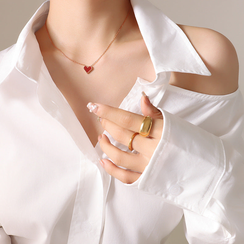 Wholesale Red Heart Titanium Steel Necklaces